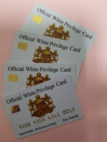 Official White Privilege Card and Black Race Card (FOUR pack Novelty) Free Shipping..
