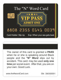 Official "N" Word Pass Card. Novelty Item, (4 Pack) FREE SHIPPING.