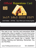 Official Reparations Card™   4 Pack FREE SHIPPING (Official and Original)