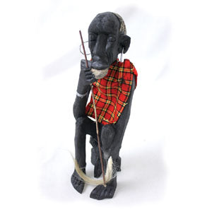 African Wooden Statue Village Elder Hand Carved