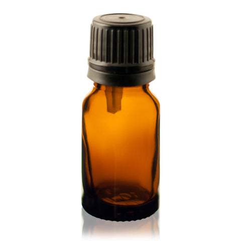 Amber Euro Glass Bottle 15 ml w/ Dropper Cap (Blk) (6 pack)