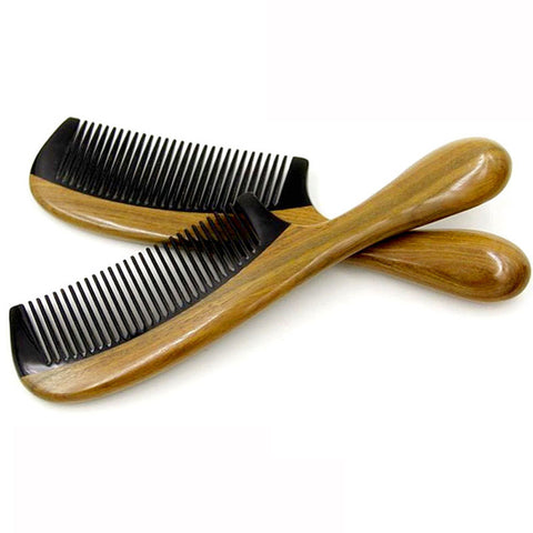 Comb: Sandalwood with Horn Teeth (Comfortable)