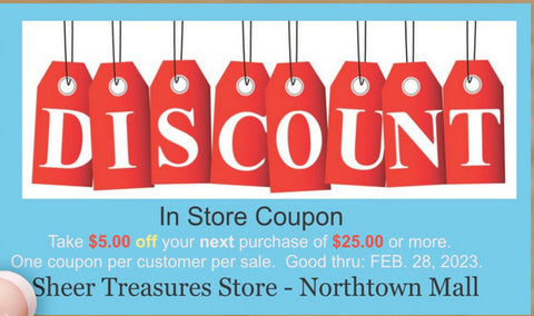 Discount In-Store Coupon $5.00. August-September