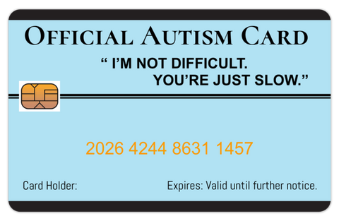 Official Autism Card. 8 PACK: Free Shipping.