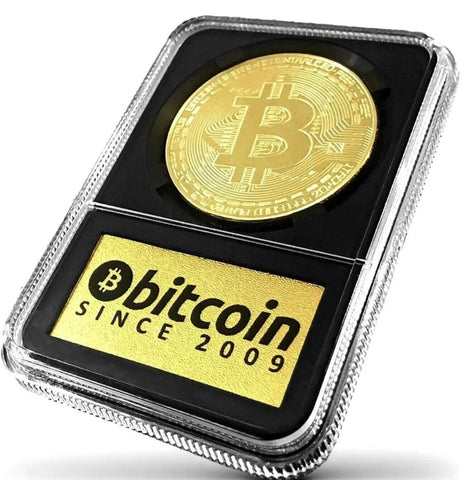 BITCOIN: Limited Edition Physical Coin with Display round coin case (Free Shipping)