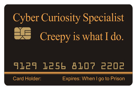 Aromabug: Funny Fake Bankcard:  CYBER CURIOSITY SPECIALIST Card.  8 Pack Free Shipping