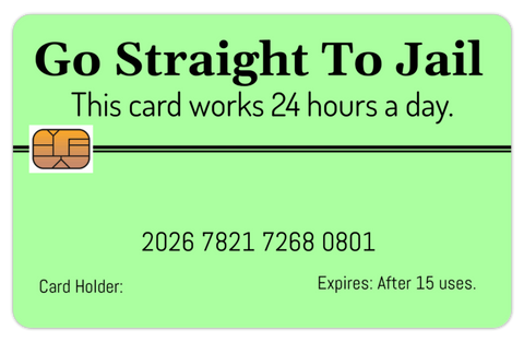 Official Go Straight To Jail Card. 8 PACK (Free Shipping)