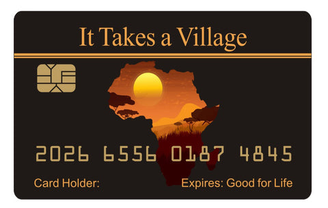 Aromabug: Funny Fake Bankcard: IT TAKES A VILLAGE TO RAISE A CHILD CARD. 8 Pack, Free Shipping.
