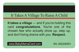 Aromabug: Funny Fake Bankcard: IT TAKES A VILLAGE TO RAISE A CHILD CARD. 8 Pack, Free Shipping.