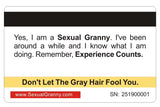 Official Sexual Granny Card. 8 PACK, Free Shipping