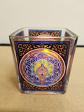 Candle Holder: Square Voltive Glass Holder with Candle Included Chakra (Free Shipping)