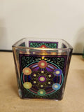 Candle Holder: Square Voltive Glass Holder with Candle Included Chakra (Free Shipping)