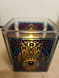 Candle Holder: Square Voltive Glass Holder with Candle Included Chakra (Free Shipping)