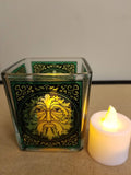 Candle Holder: Square Voltive Glass Holder with Candle Included Chakra (Free Shipping)