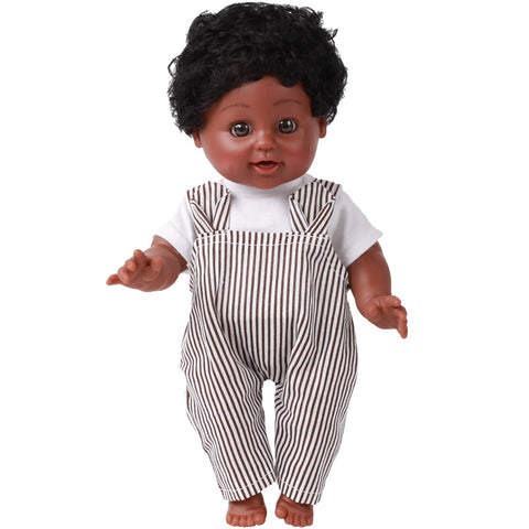 Black Baby Doll with Wavy Hair Boy Mixed Race