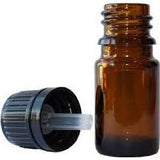 Amber Euro Glass Bottle 10 ml w/ Dropper Cap (Black) (6 pack).