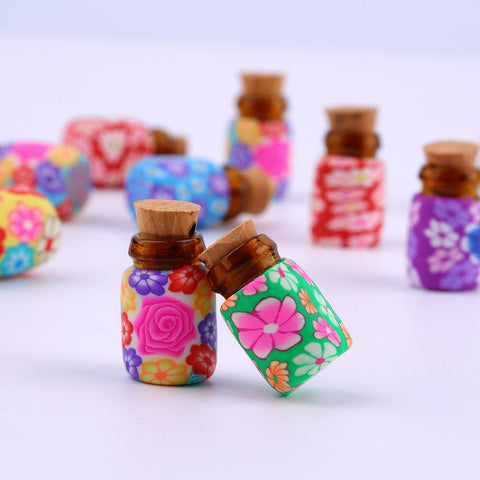 Bottle: 10 Aromatherapy mini 1 ml clay/glass painted with cork top. Special
