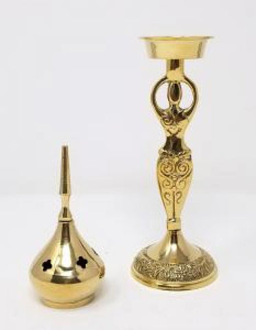 Burner: Brass Goddess Cone Incense Burner