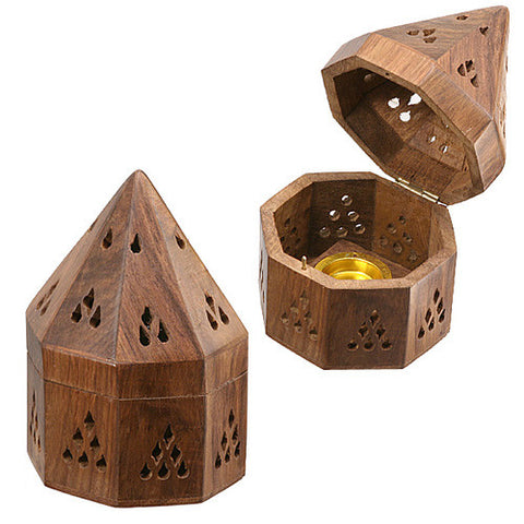 Burner: Wooden Tee-Pee style Incense Cone Burner