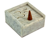 Burner: Soapstone Carved Cone Burner with OM Symbol and Storage area.