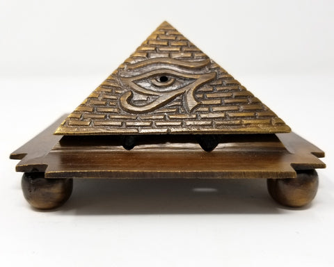 Burner: Egyptian  Solid Brass 9 Pyramid Incense Cone Burner (Free Shipping)