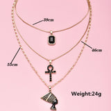 Necklace: Triple Strand Multi Level Pendants. (Nefertiti) Free Shipping