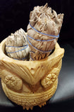 Burner: Owl Soapstone Smudge Pot (Sage).