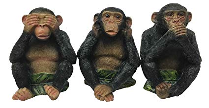 Hear, Speak and See No Evil Monkey figurines. Set of 3