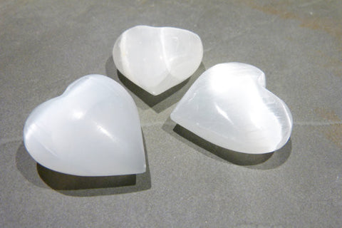 Stone: Selenite Gemstone Carving Small 1.5-inch Heart White