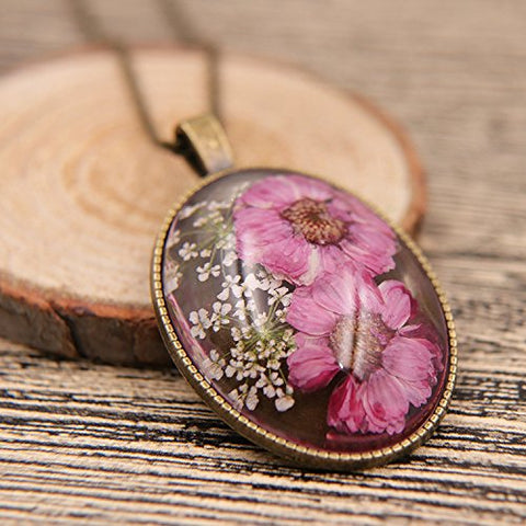 Necklace: Dried Flower in Glass Bubble