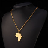 Necklace: Africa Map 18k Gold plated