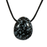 Stone: Snowflake Obsidian Drilled Tumble Stone (Hole Drilled)