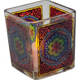 Candle Holder: Square Voltive Glass Holder with Candle Included Chakra (Free Shipping)